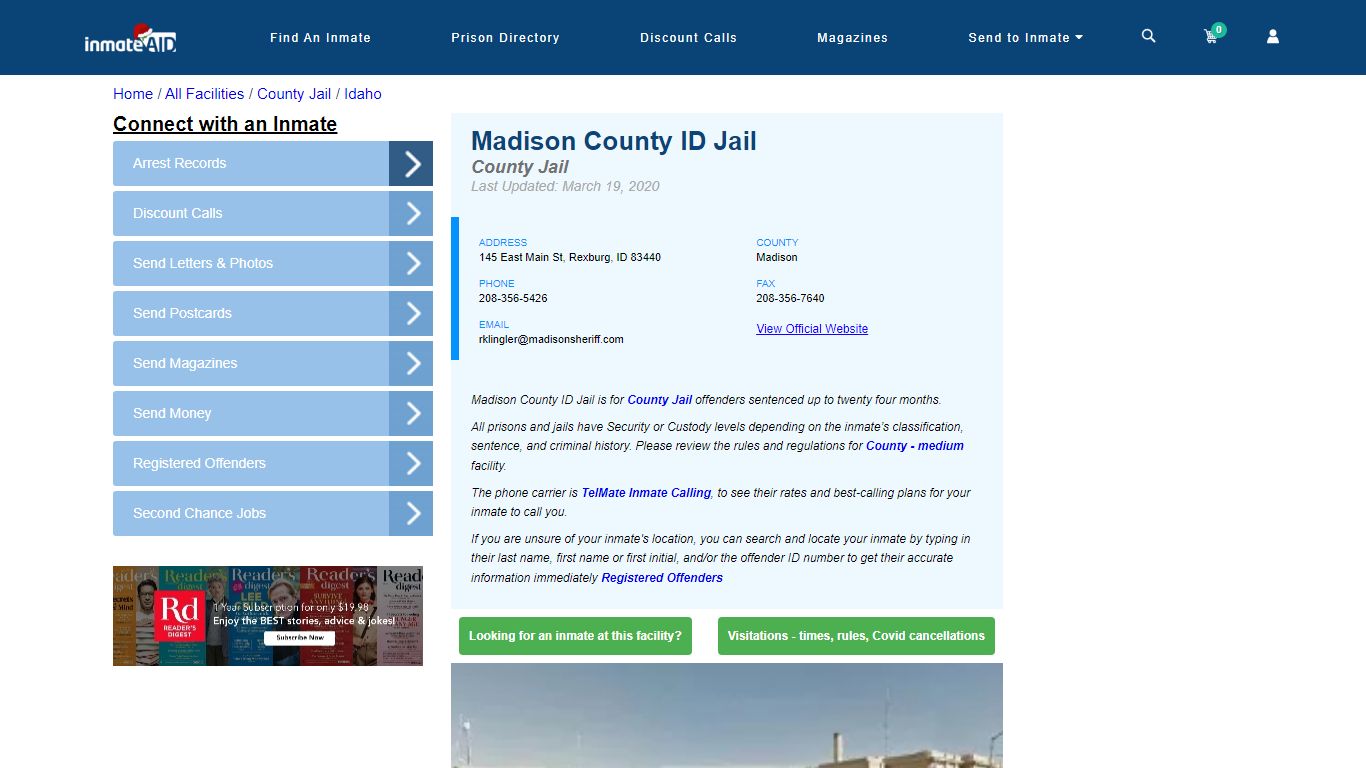 Madison County ID Jail - Inmate Locator - Rexburg, ID